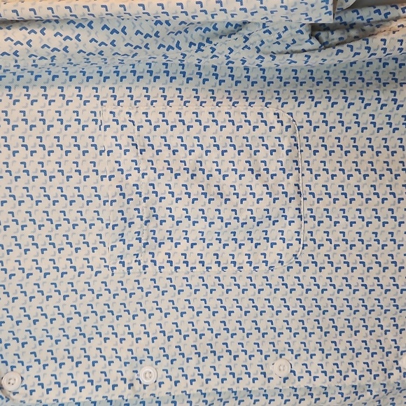 Vintage Silk Circa 1969 Men's Blue and White Button Up 100% Silk Shirt Size XXL - Picture 4 of 9